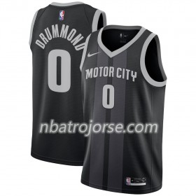 Män Detroit Pistons Tröja Andre Drummond 0 2018-19 Nike City Edition Svart Blå Swingman